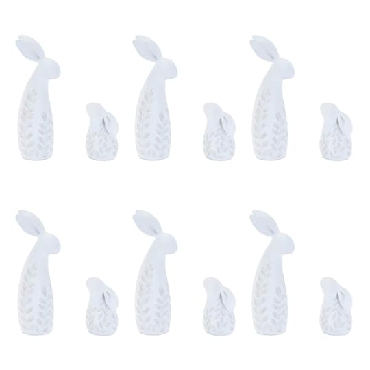 Melrose Etched Bunny Figurine Set in White | Michaels®
